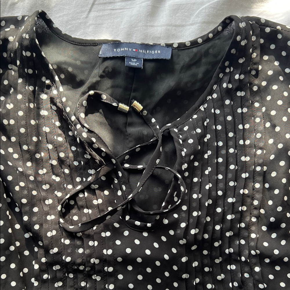Tommy Hilfiger Black and White Polka Dot Top